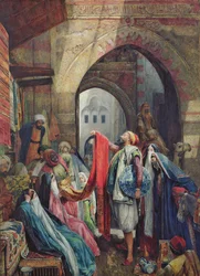 カイロバザール-デラエル、1875年（紙にアラビア色のボディカラーとアラビア語で強調したトイレ）